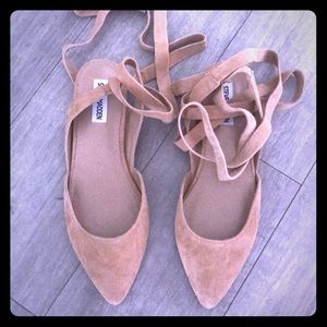 Camel suede ballerina flats